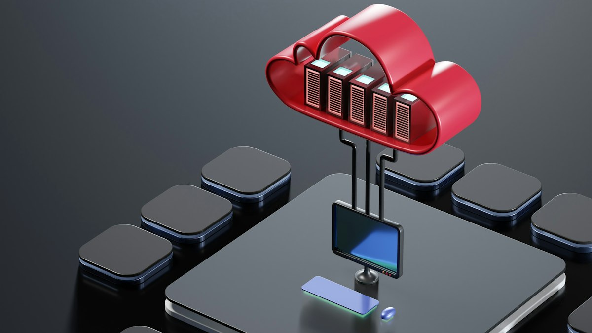 Illustration of a cloud connected to a workstation